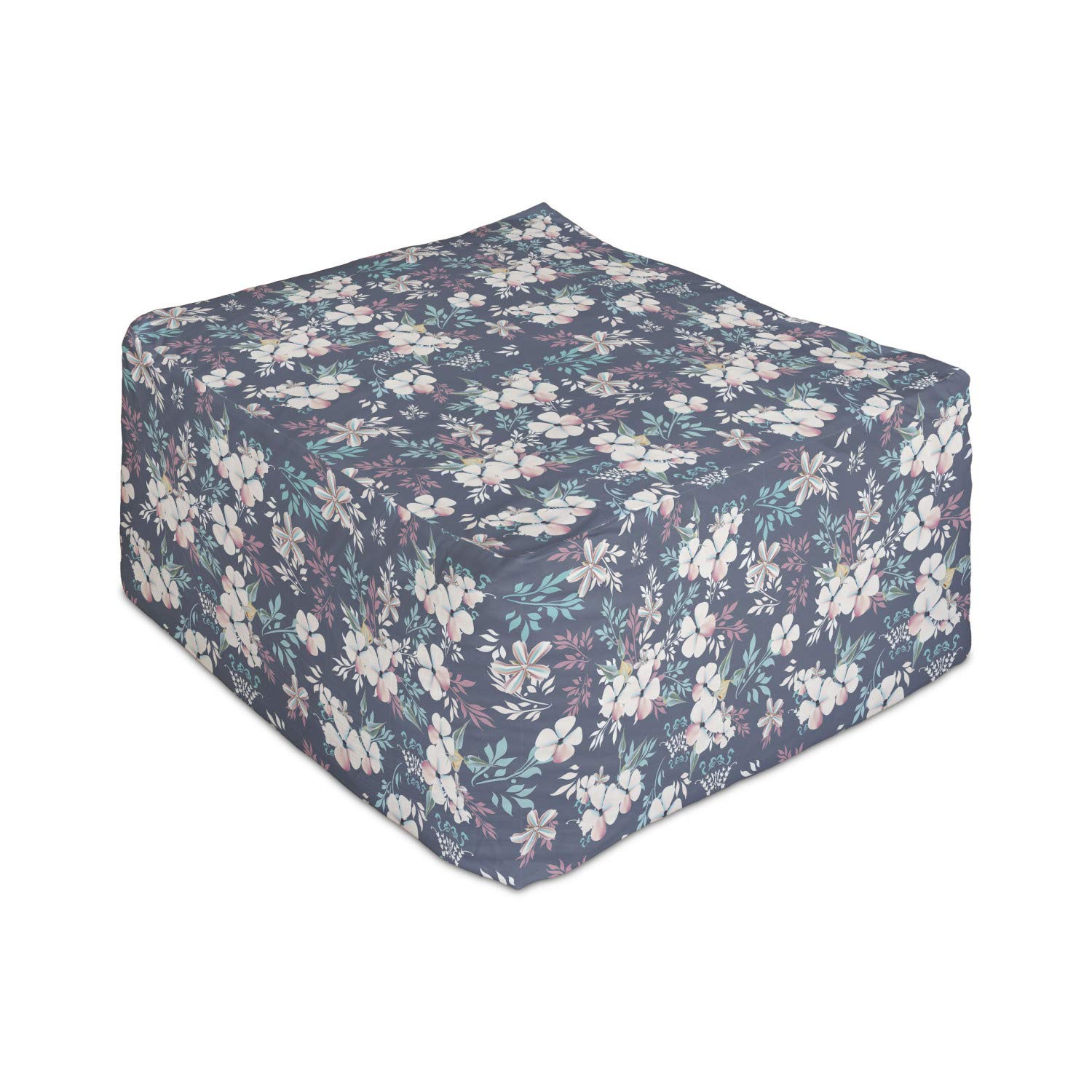 Ambesonne Floral Rectangle Pouf Ottoman - 25