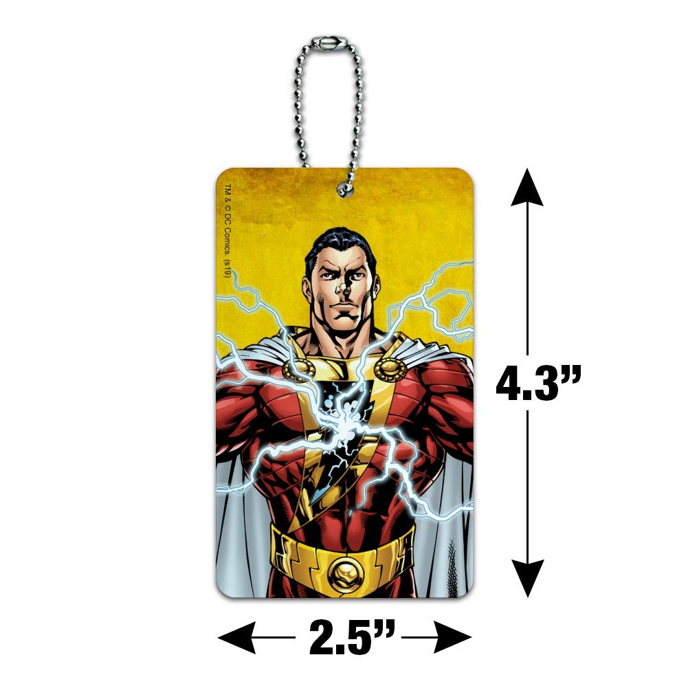 Justice League Shazam Character Luggage Tag - Durable Suitcase ID Card Holder for Carry-On Bags - Perfect for Travel, Cosplay & Superhero Fans