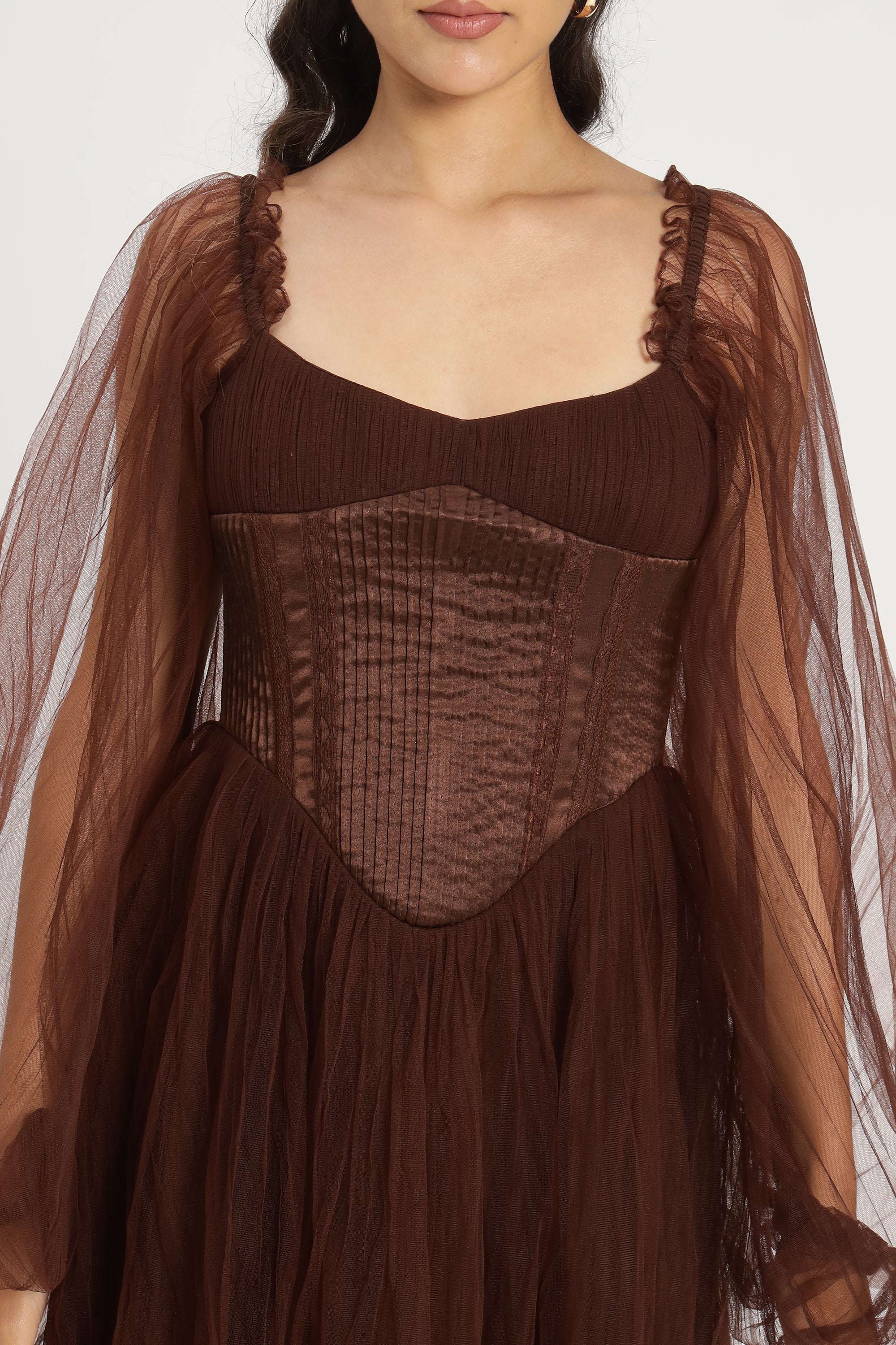 Tara Mini Dress in Coffee Brown - Elegant Women's Short Dress for Casual & Party Wear - Perfect for Date Nights, Cocktail Parties & Summer Outfits