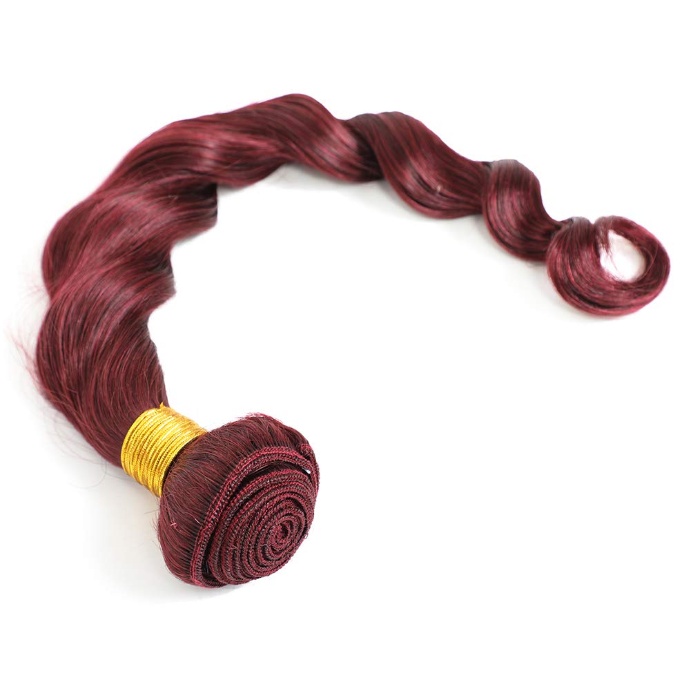 Brazilian Loose Deep Wave Human Hair Bundles - 100% Unprocessed Virgin Hair Extensions for Women (16/18/20 Inch, Burgundy Red) | Perfect for Daily Wear, Parties & Special Occasions