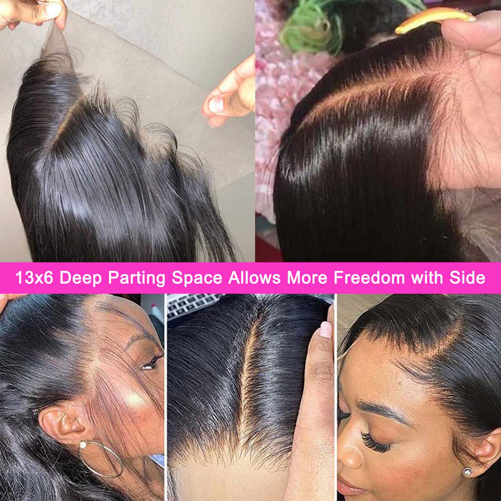13x6 Full Lace Frontal Wig 200% Density - Brazilian Virgin Human Hair - Straight HD Transparent Lace Front Wig with Baby Hair & Pre-Plucked Hairline - 26 Inch Natural Black (1B) - Perfect for Daily Wear, Special Occasions & Protective Styling