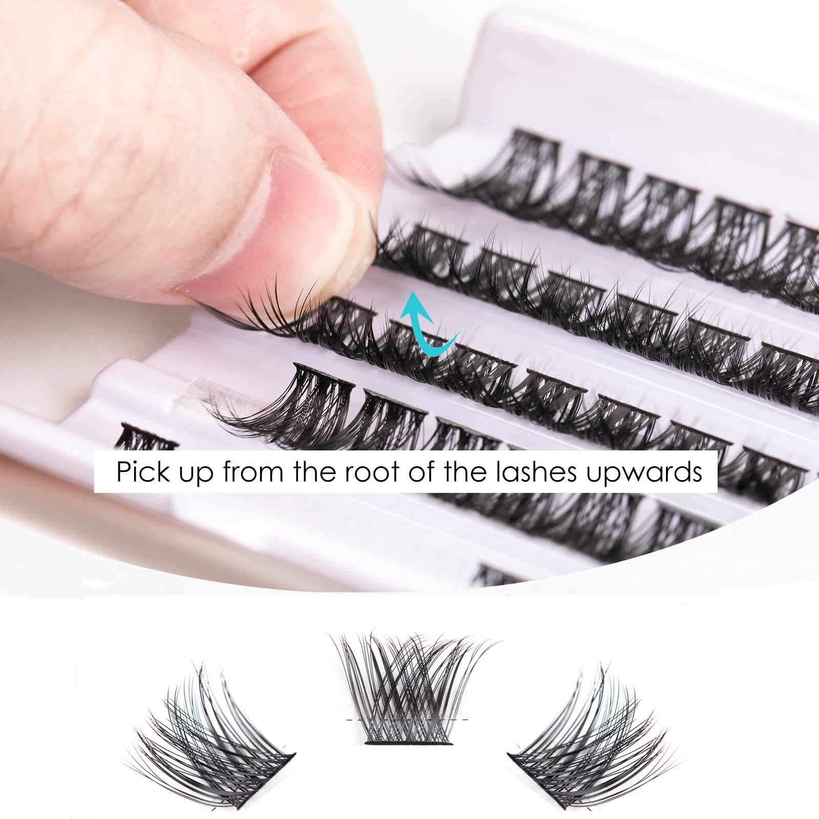 54 Pcs Reusable DIY Eyelash Extension Clusters with Tweezers - C/CC/D Curl, Wide Stem Thin Band, 10/12/14/15/16mm Length - Soft Comfortable False Lashes for Natural Look at Home or Party