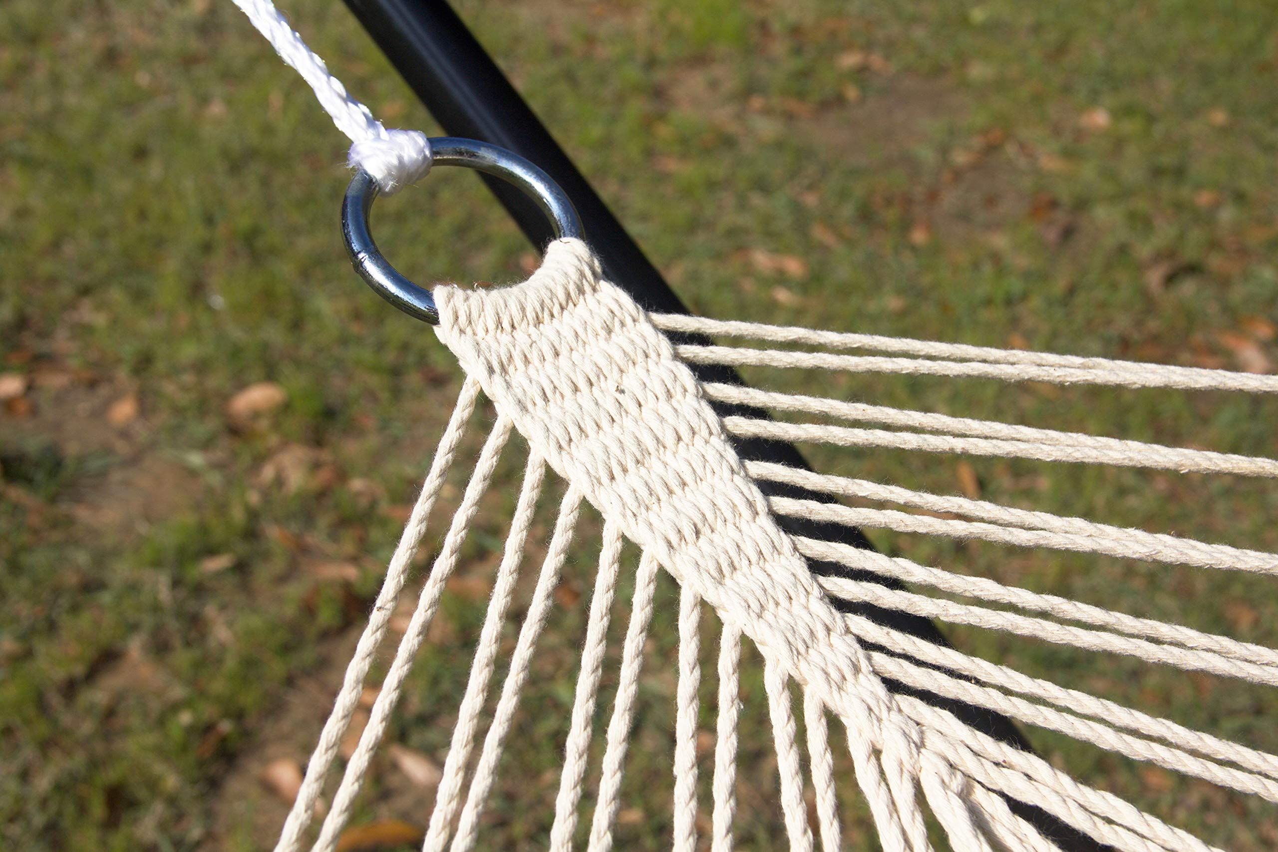 Texsport High Island Rope Hammock with Stand - Easy Setup, White & Black - Perfect for Backyard, Patio, Beach & Outdoor Relaxation
