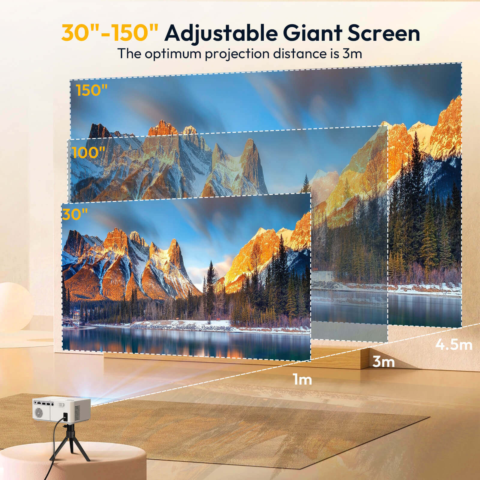 XGODY X2 Mini Bluetooth Projector with Wireless Connection - Portable Smart Home Cinema for Movies, Gaming & Outdoor Entertainment