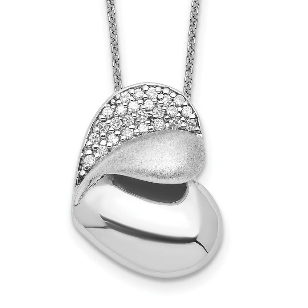 Sterling Silver CZ Heart Necklace - 18 Inch Elegant Pendant for Women | Perfect Gift for Valentine's Day, Anniversary & Special Occasions