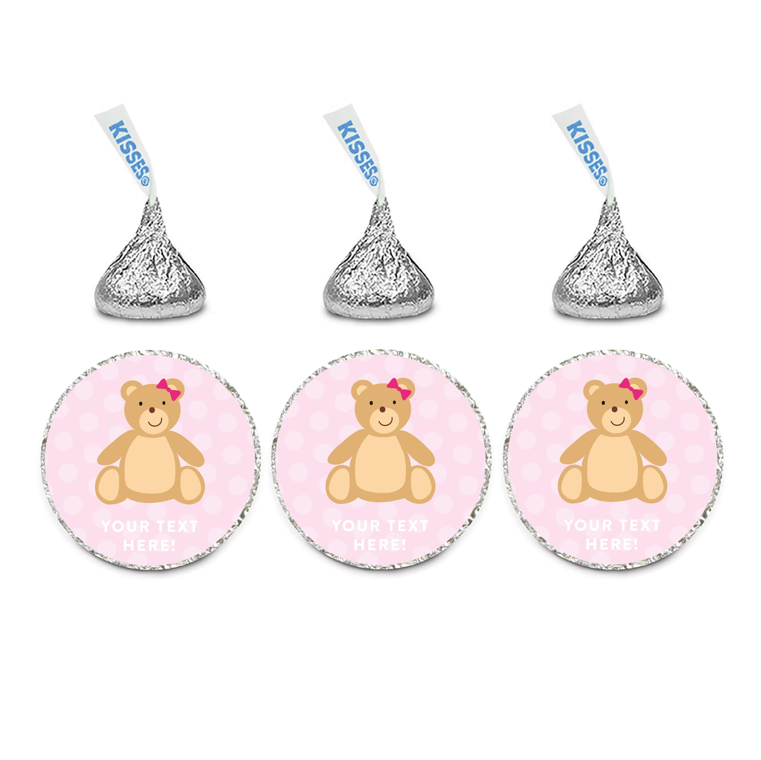 Personalized Chocolate Drop Labels Stickers - 216-Pack Custom Name Teddy Bear Design for Baby Shower, Party Favors, Gifts & Decorations | Perfect for Kisses Candy Wrappers, Wedding Favors & Birthday Celebrations