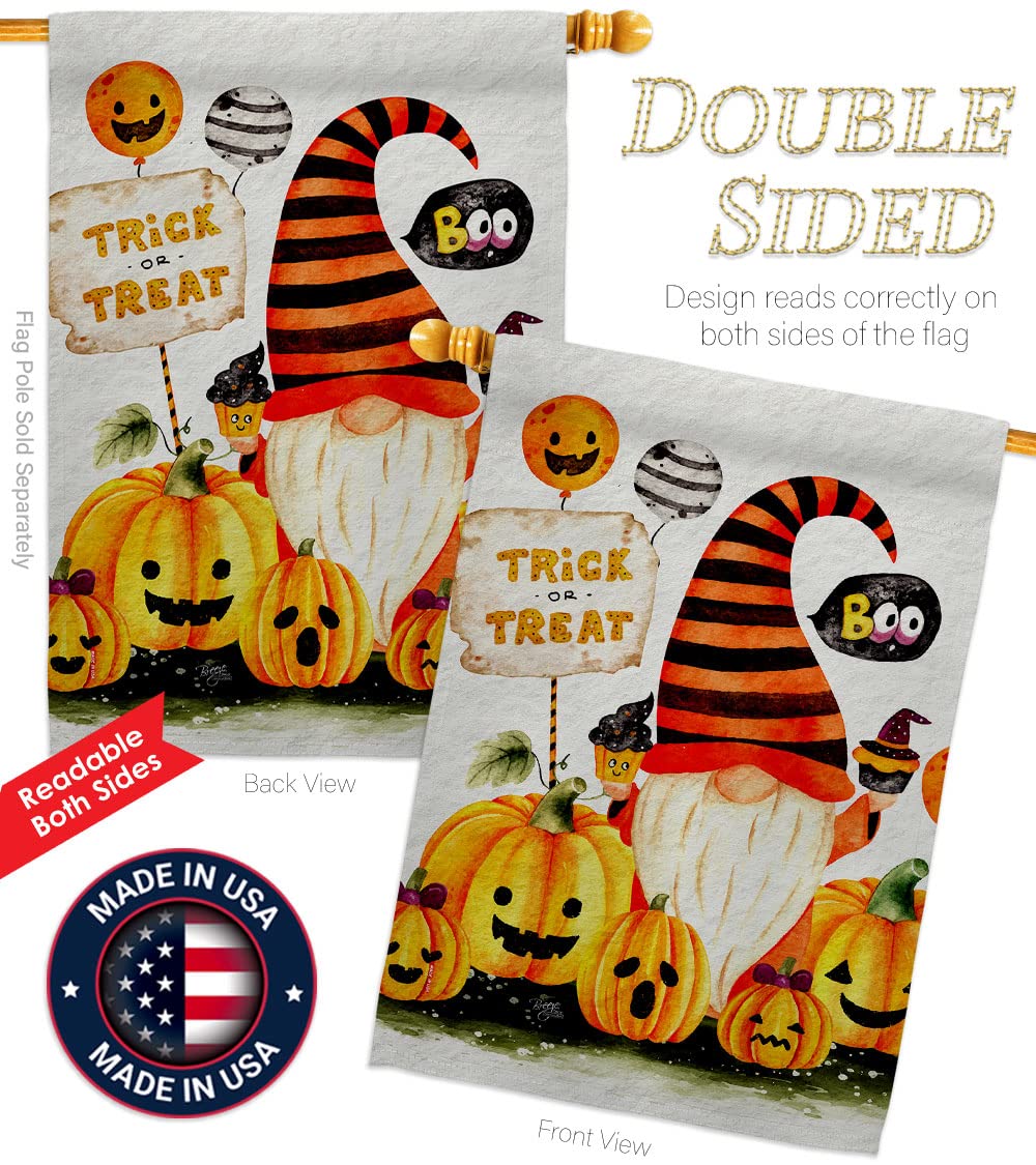 Boo Gnome House Flag - Double-Sided Fall & Spring Garden Decor for Yard