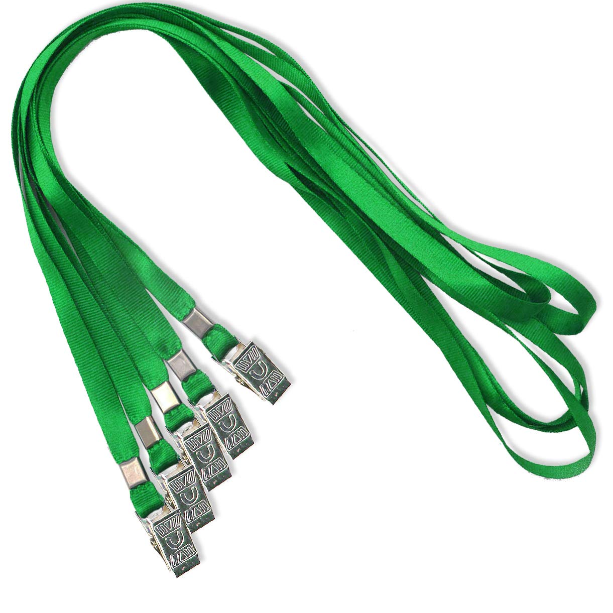 Green Nylon Lanyards 50 Pack with Bulldog Clip for ID Badges - Office & Event Use