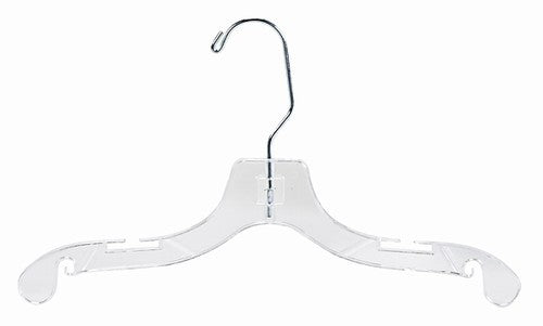 12 Pack Clear Plastic Children's Dress Hangers - Kids Clothes Hangers for Wardrobe Organization, Closet Storage & Travel - Non-Slip Shoulder Design for Delicate Garments