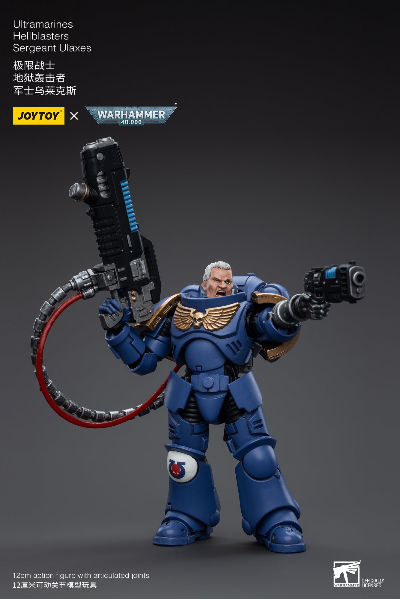 1/18 JOYTOY Warhammer 40K Ultramarines Hellblasters Sergeant Ulaxes Action Figure - Collectible Miniature for Tabletop Gaming & Display