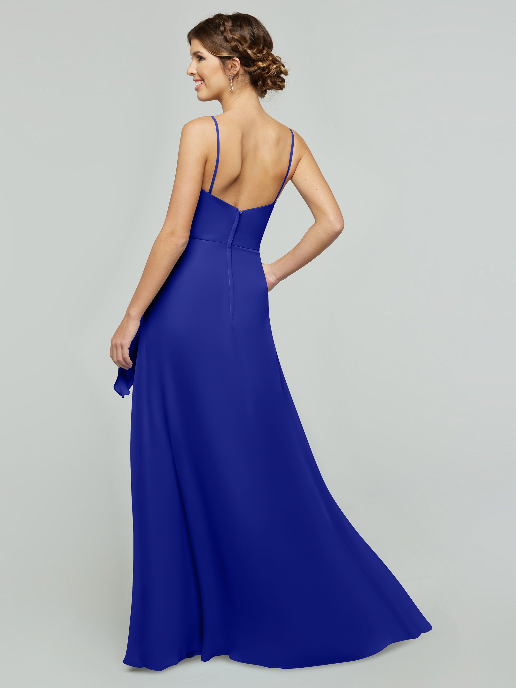 Elegant 80182 Chiffon A-Line Bridesmaid Dress with V-Neck & Spaghetti Straps - Perfect for Weddings, Formal Events & Special Occasions