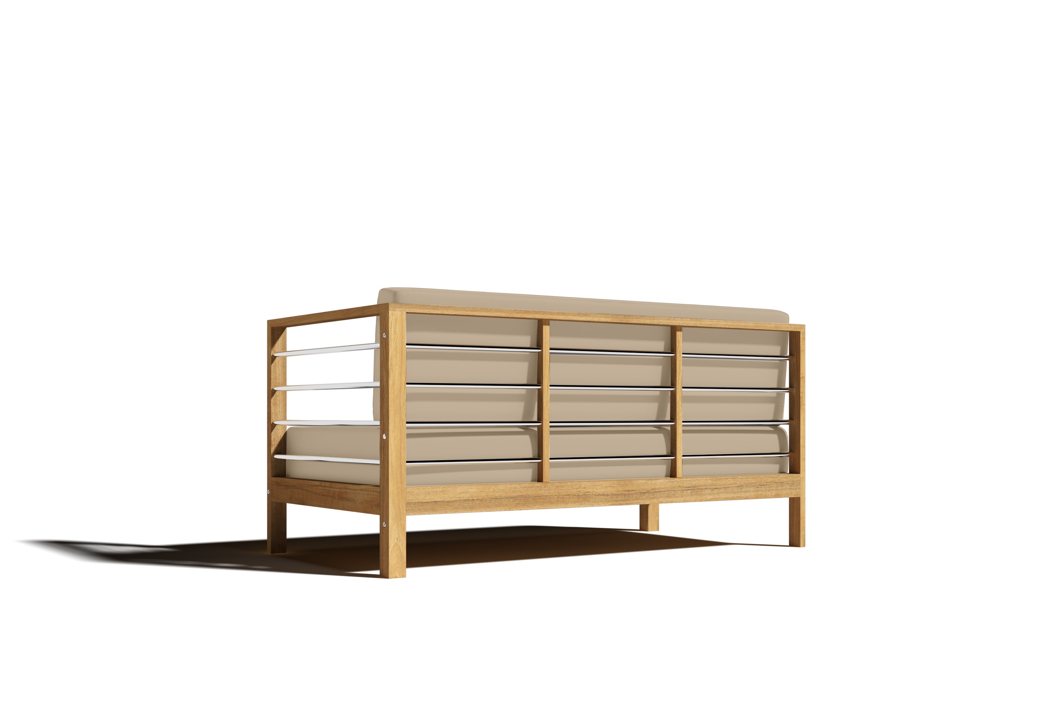 Premium Leon Teak Outdoor Sectional Right Sofa with Sunbrella Fawn Cushion - Weather-Resistant Patio Furniture for Backyard, Poolside & Garden Relaxation