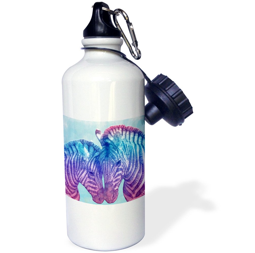 3D Rose Zebra Love Sports Water Bottle - 21Oz Insulated Stainless Steel Bottle with Leak-Proof Lid - Multicolored Design for Gym, Hiking & Outdoor Activities