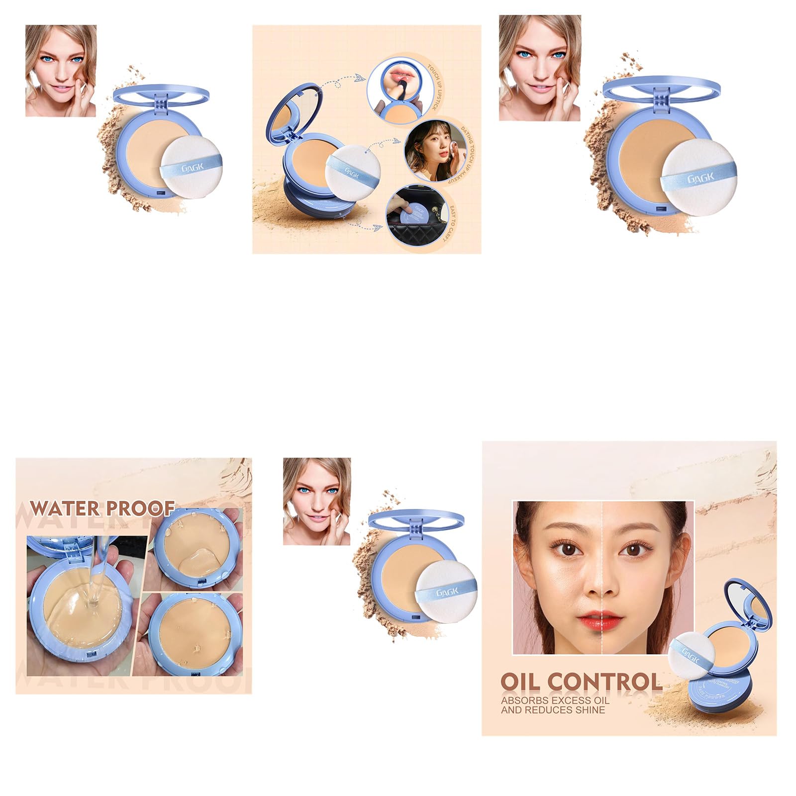 GAGK Matte Perfection Pressed Powder - Oil Control & Waterproof Finishing Powder for Long-Lasting Makeup | Setting Powder for Oily Skin | Classic Ivory | Perfect for Daily Wear & Special Occasions