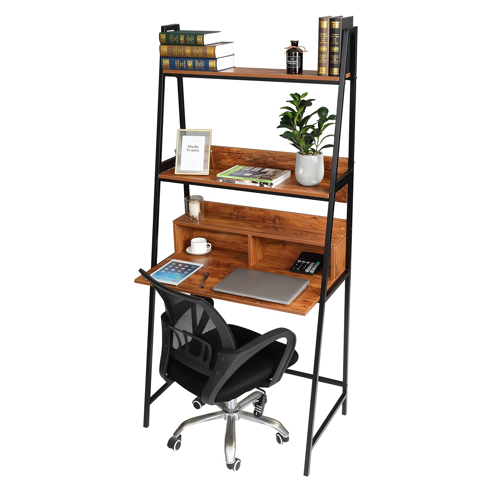 Vintage Style Particleboard Computer Desk with Shelf - Compact Home Office Desk for Small Spaces, Study & Workstation Use