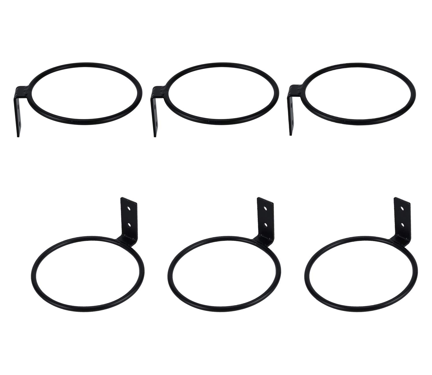 TQVAI 4 Inch Flower Pot Holder - 6 Pack Black Wall Planter Hooks for Indoor/Outdoor Plants - Decorative Wall Mounted Pot Bracket for Hanging Flower Pots in Gardens, Balconies & Home Decor