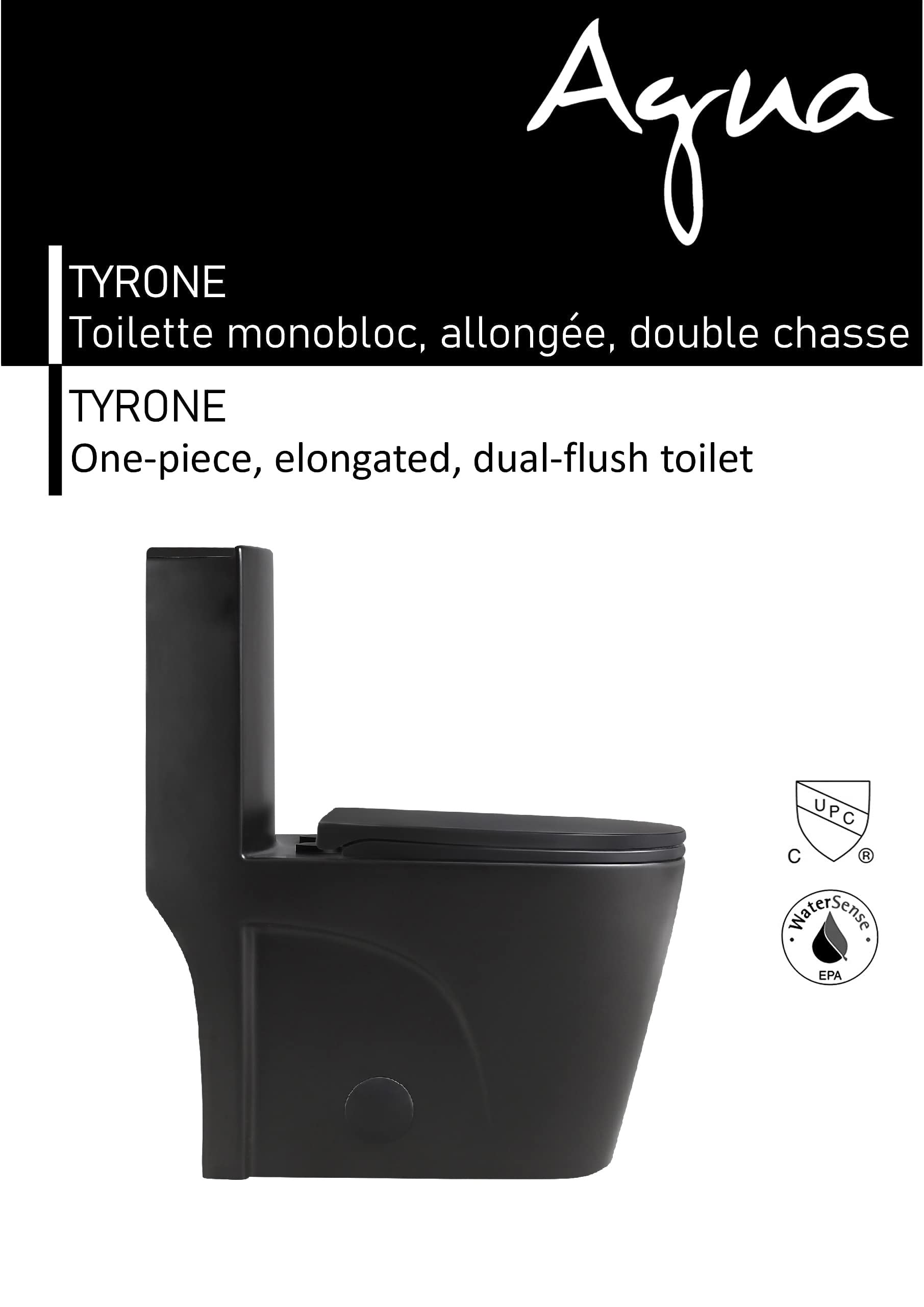 Agua Canada One Piece Elongated Dual Flush Toilet 4L/6L - 1000g Waste Capacity - Water Efficient Modern Bathroom Solution for Homes & Commercial Spaces