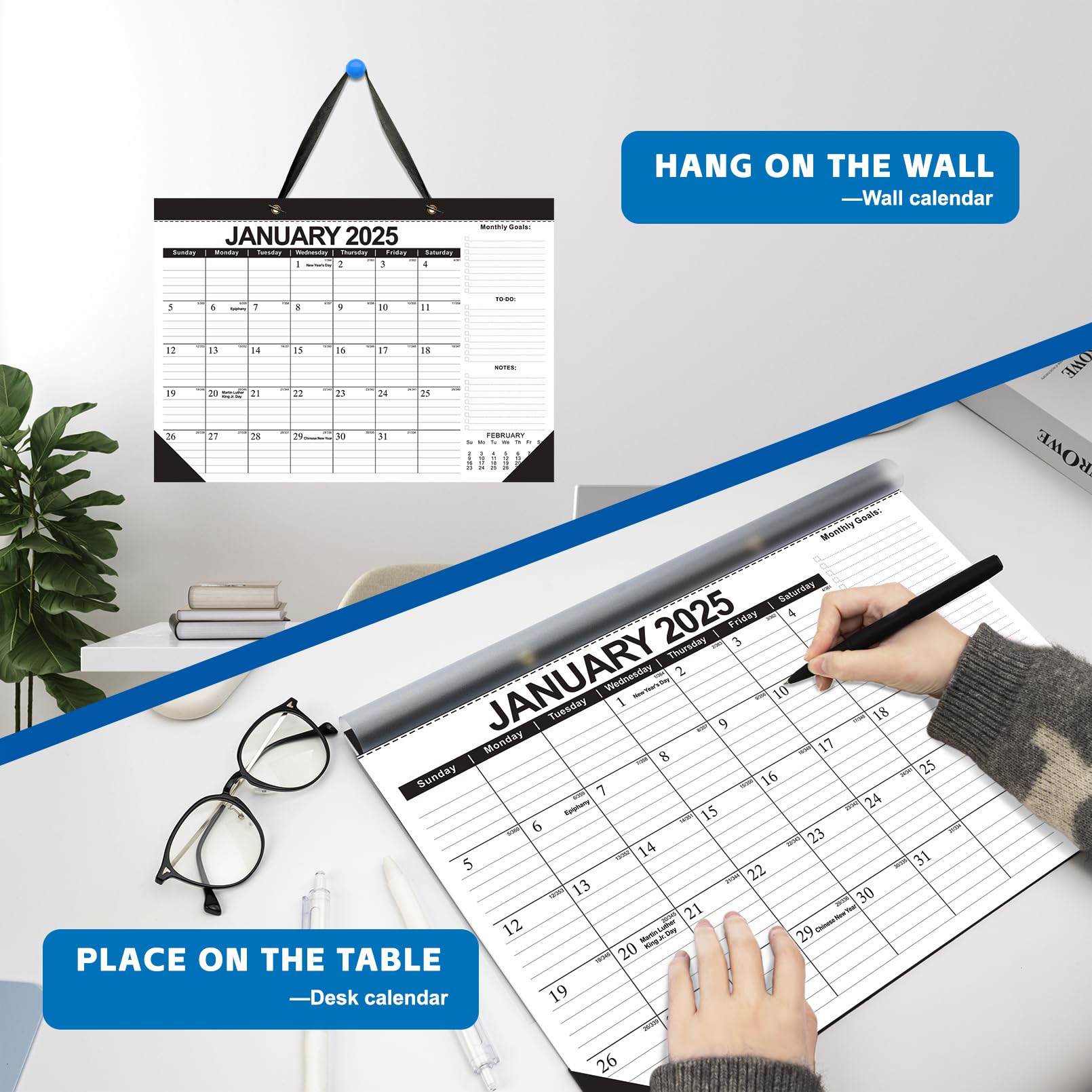 2025-2026 Desk Calendar | 18-Month Planner from July 2025 to December 2026 | 17
