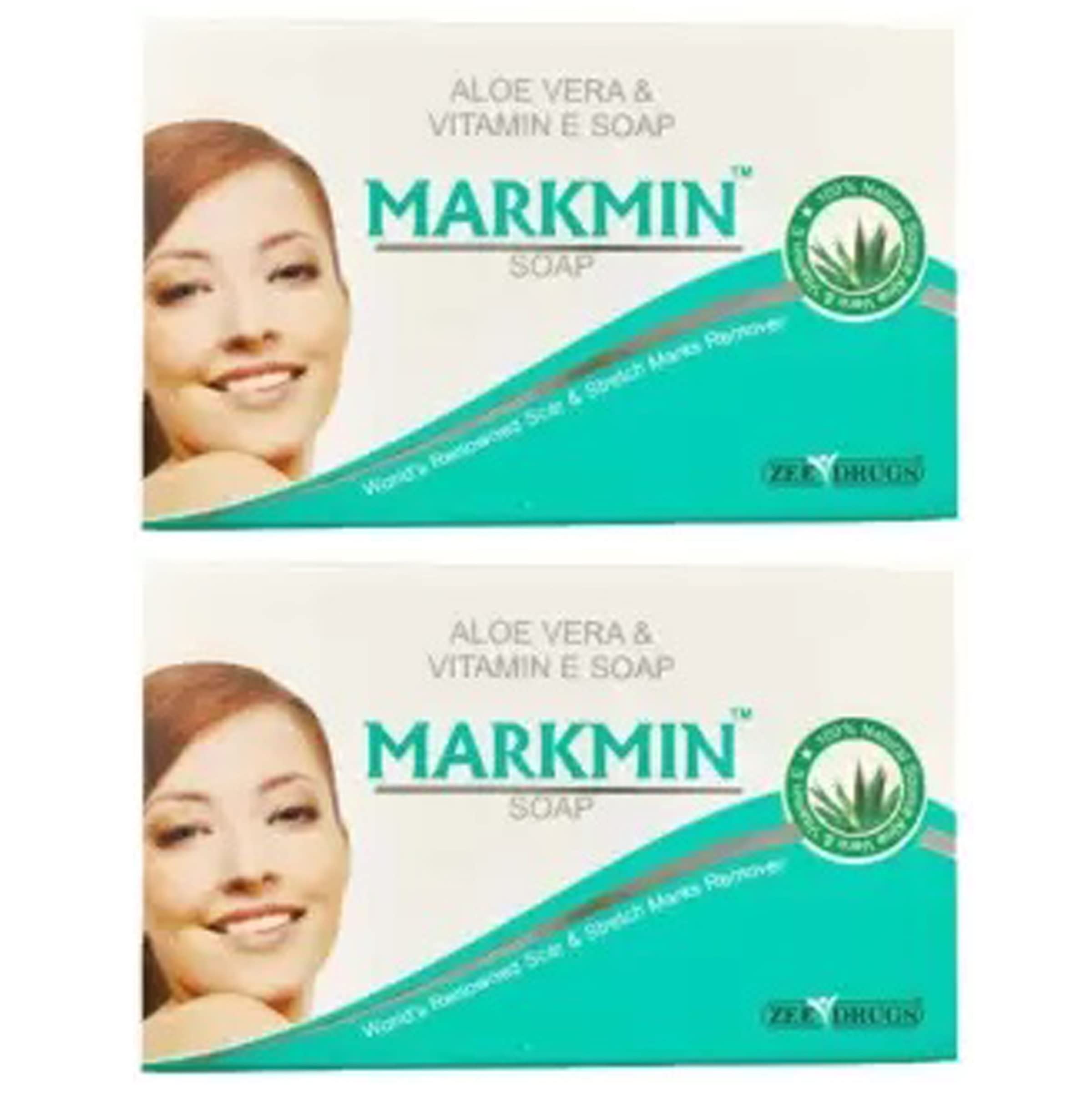 Markmin Aloe Vera & Vitamin E Soap (75g x 2 Pack) - Moisturizing & Gentle Cleansing for Dry & Sensitive Skin - Perfect for Daily Face & Body Care