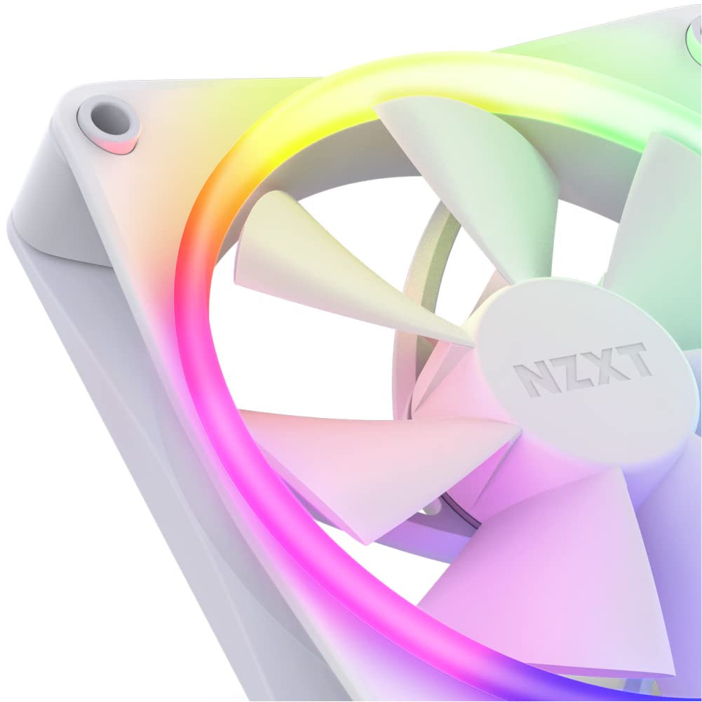 NZXT F120 RGB PC Cooling Fans - 120mm White Case Fan with Advanced RGB Lighting & Controller - Ultra Quiet Cooling for Gaming PC, Workstation, and Home Office Setup