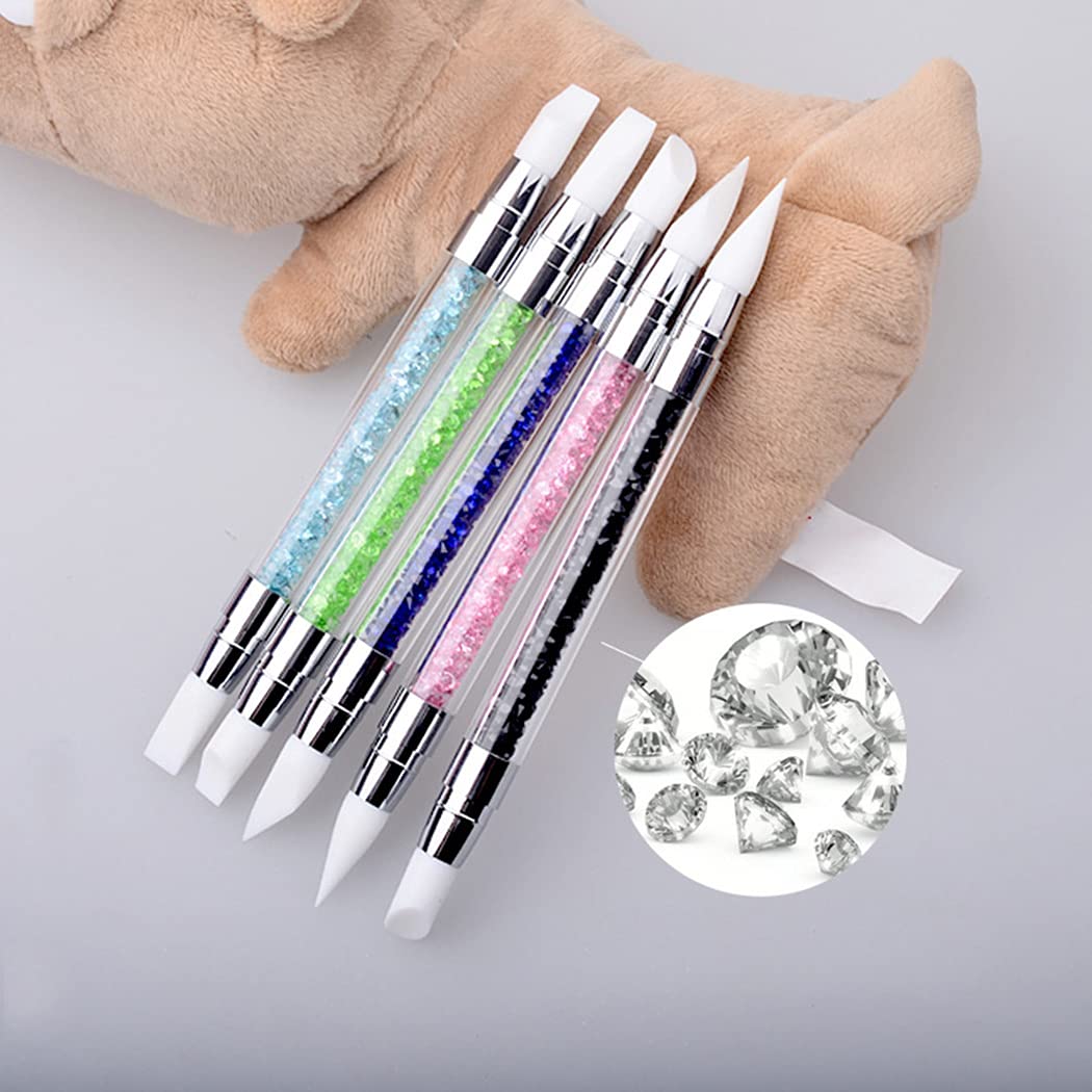 Professional Dual-Head Nail Dotting Pen - Silicone Nail Art Brush with Rhinestones for DIY Manicure, Salon & Home Nail Design | Perfect for Gel Polish, Acrylic Nails & Creative Nail Art