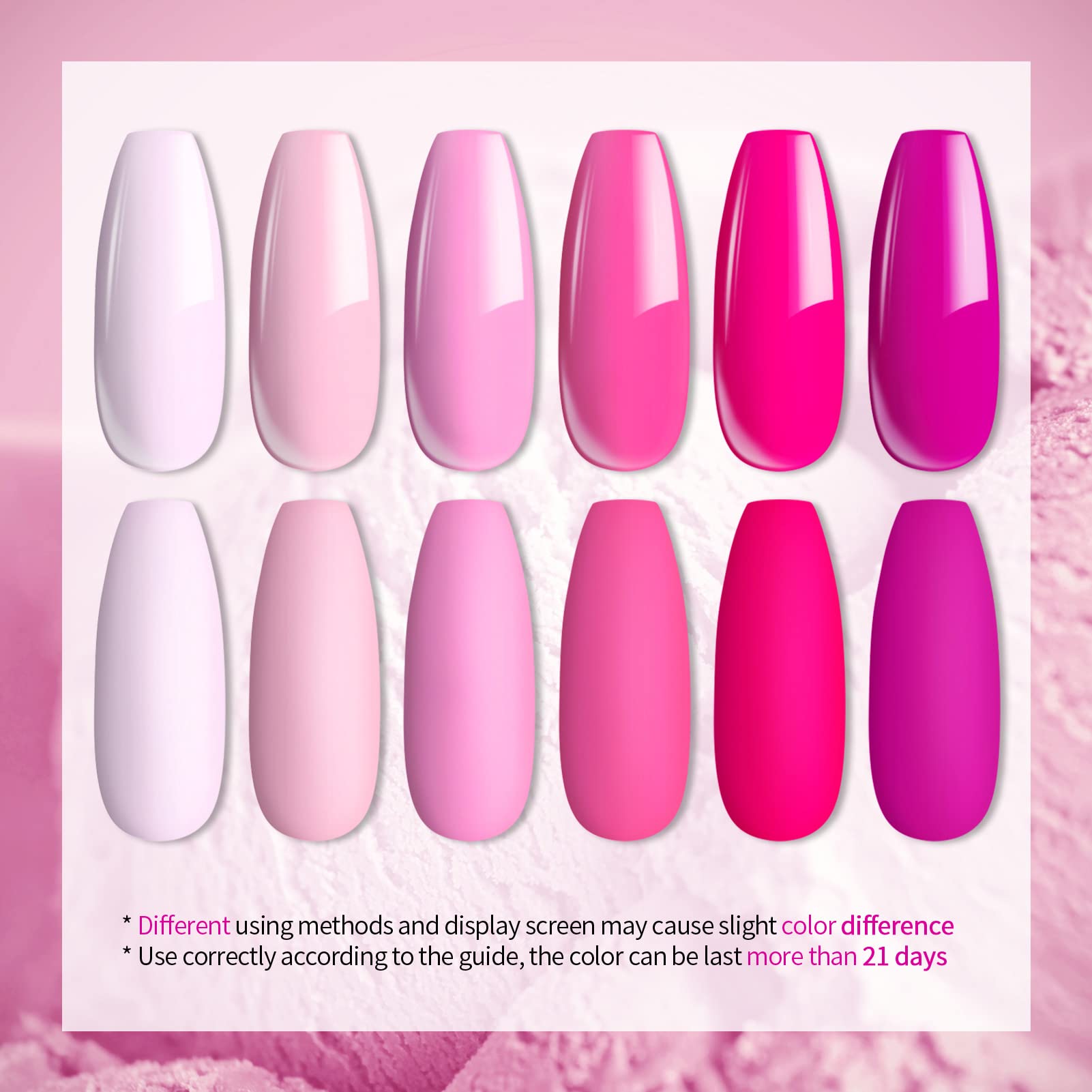 UR SUGAR 6 Colors Pink Gel Nail Polish Set - Soak Off UV/LED Lamp Nail Varnish Kit with Light Pink, Neon Pink & Hot Pink Shades | All-Season DIY Manicure | Valentine's Day Gift for Women & Girls | Perfect for Home Nail Art, Parties & Special Occasions