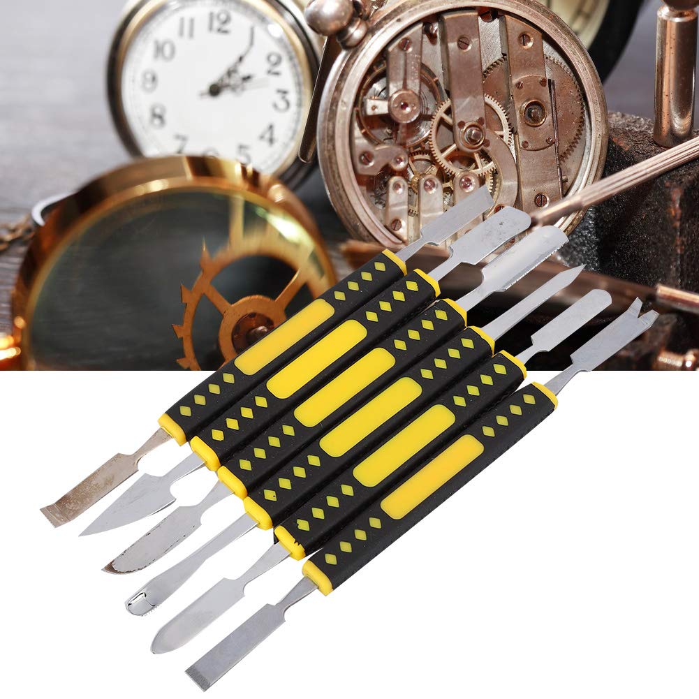 6-Piece Stainless Steel Pry Tool Repair Kit with Anti-Slip Handle - Dual-End Spudger for iPhone, Laptop, Tablet, Watch & Electronics Repair | Perfect for DIY Fixes & Professional Tech Maintenance