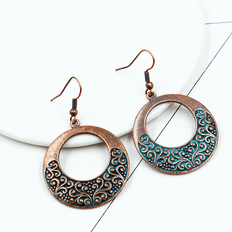 Vintage Distressed Pendant Earrings for Women - Boho Chic Retro Dangle Earrings - Perfect for Parties, Weddings & Everyday Wear