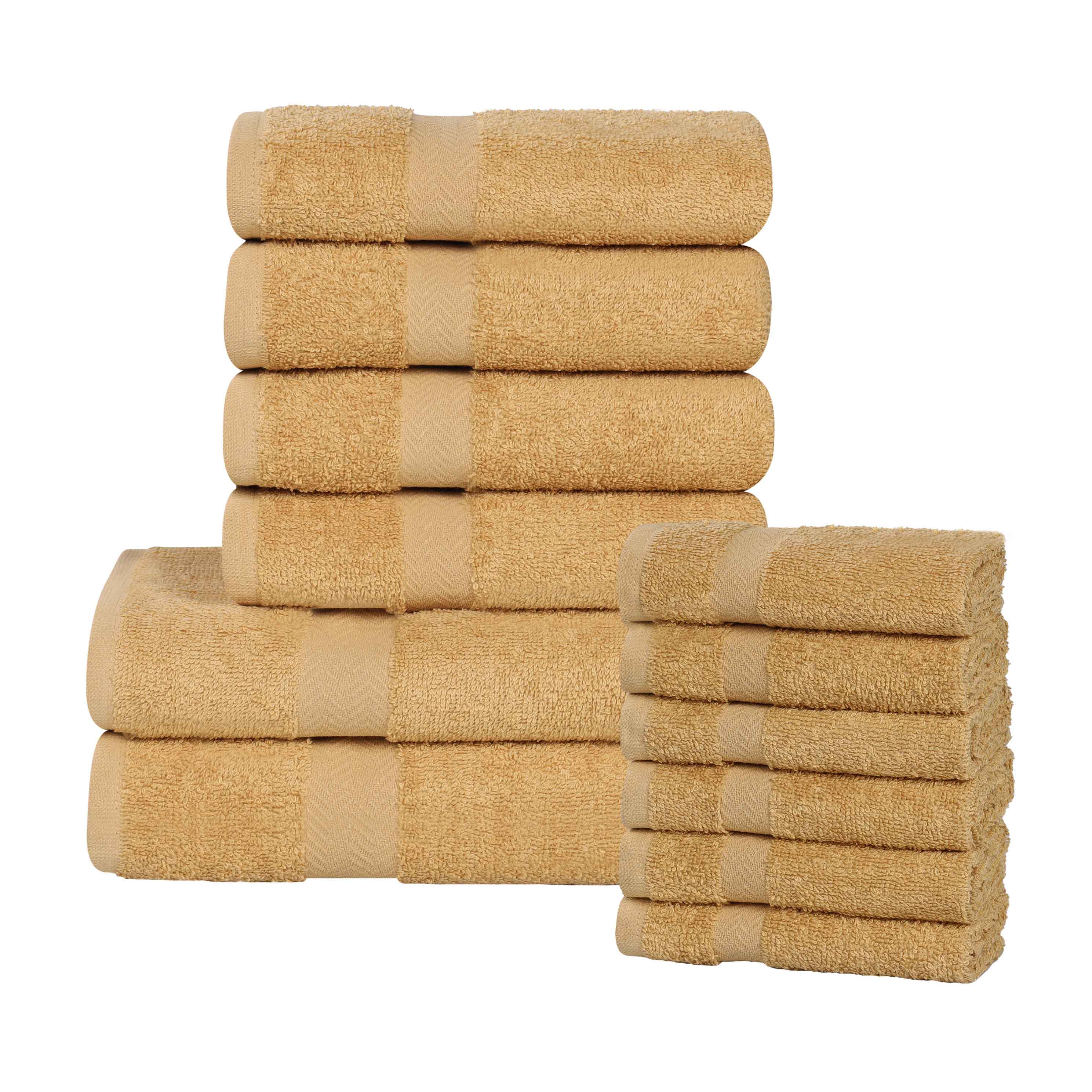 Franklin 100% Cotton Eco-Friendly Bath Towel Set - 12 Piece Soft Absorbent Towels for Bathroom, Spa & Gym Use