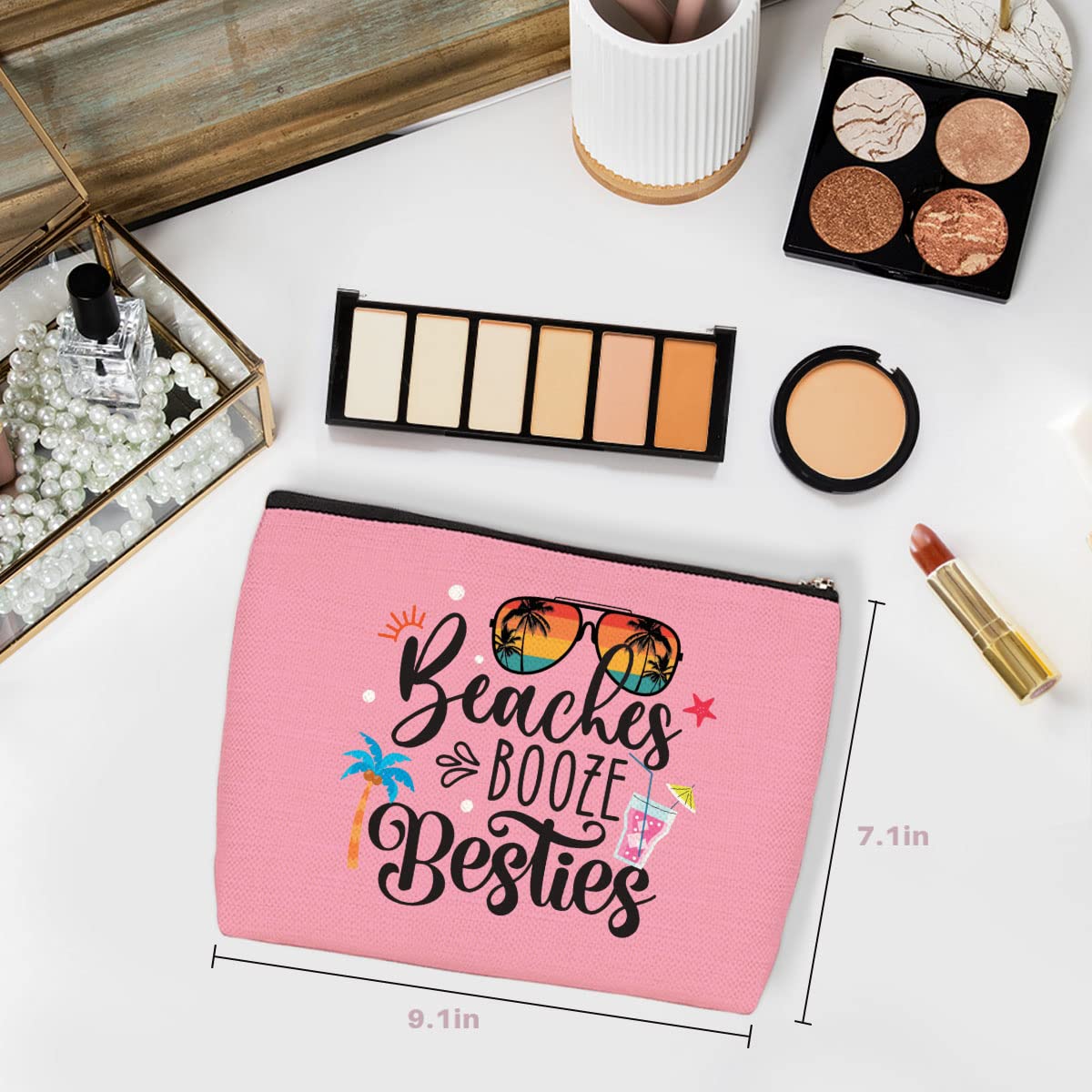 4Pcs Girls Trip Gift Set - Cute Friendship Gifts for Women & Best Friends - Weekend Getaway & Beach Essentials with Sunscreen & Makeup Bag - Perfect Vacation Travel Accessories for Bachelorette Parties, Girls Trips & Beach Vacations