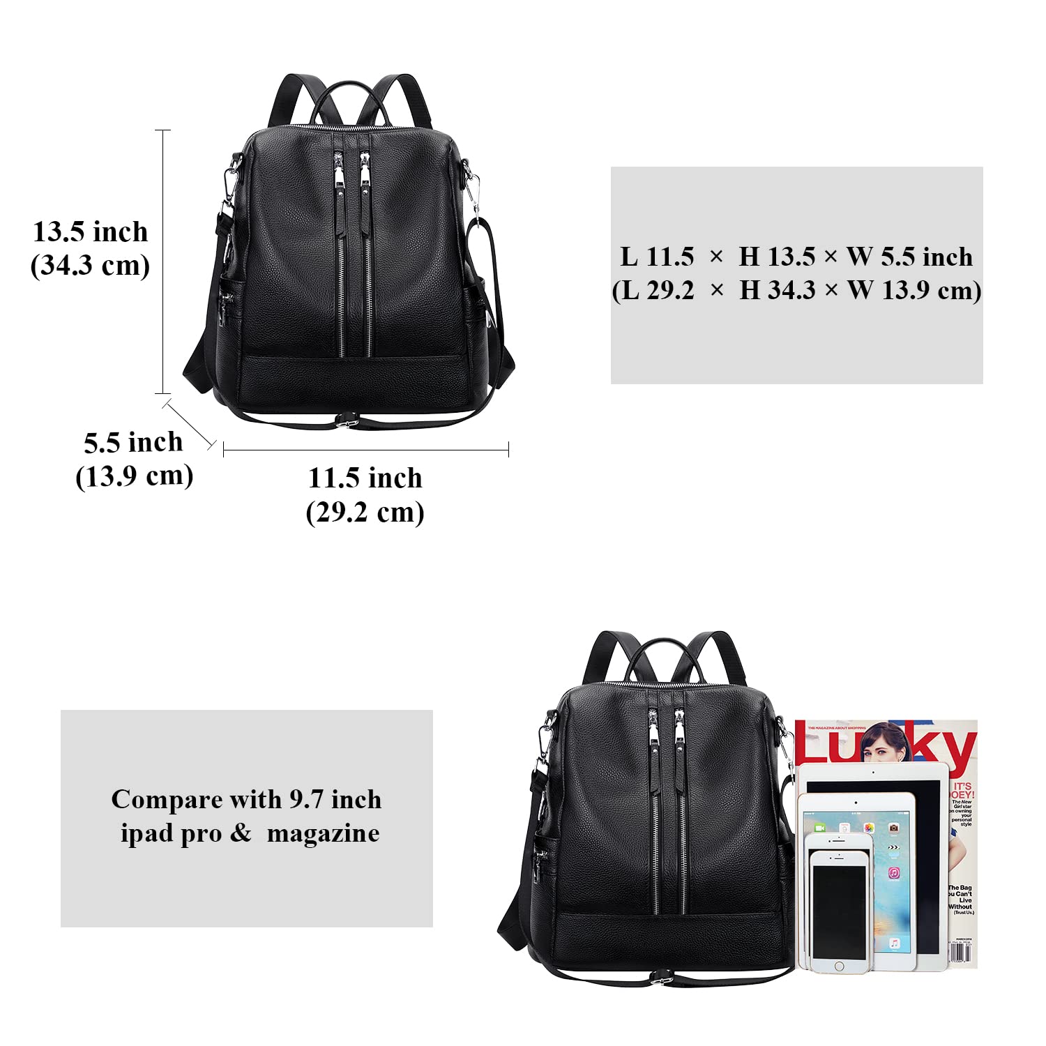 ALTOSY Genuine Leather Backpack Purse for Women - Convertible Shoulder Bag & Crossbody Bag with Laptop Compartment | Perfect for Work, Travel & College