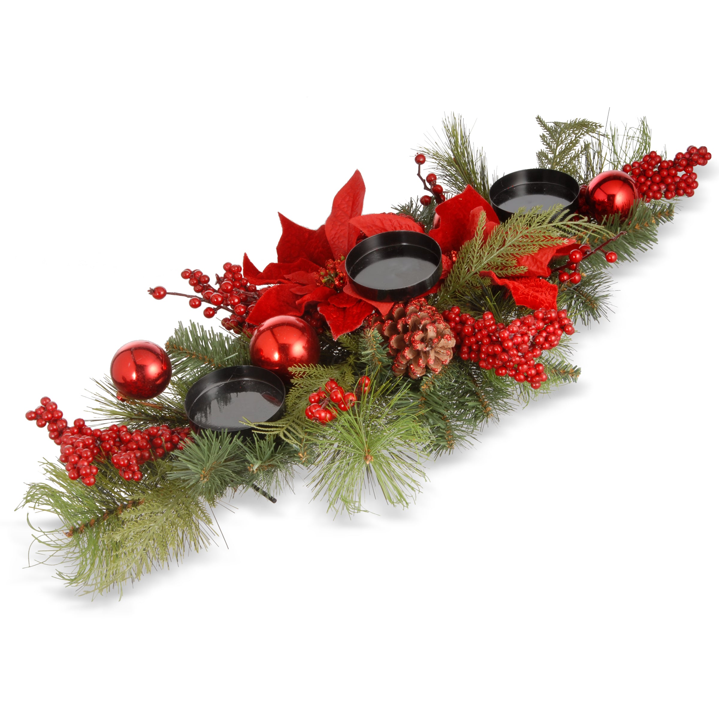 28 Inch Christmas Candle Holder Centerpiece for Holiday Table Decor - Elegant Festive Candle Display for Dining Room, Mantel, and Holiday Party Decorations