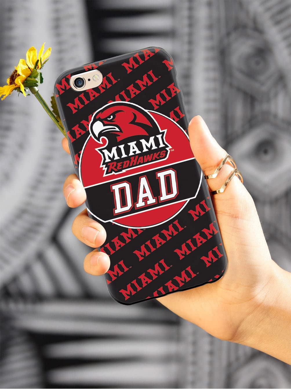 3D Textured iPhone 15 Pro Max Case - Shockproof Rubber Bumper Cover - Protective Phone Case for Apple iPhone 15 Pro Max - Miami University Redhawks Design - Perfect for College Students & Dads - Durable Protection for Everyday Use, Sports & Outdoor Activities