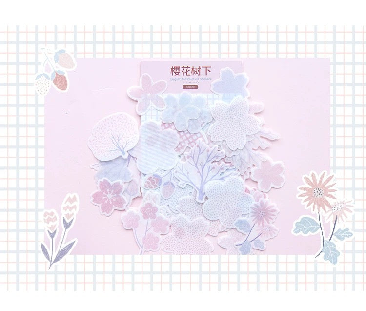 Cherry Blossom Washi Tape Stickers - 60pcs Floral Decorative Stickers for Scrapbooking, Journaling, DIY Crafts, and Planner Decorations - Perfect for Bullet Journals, Gift Wrapping, and Home Decor