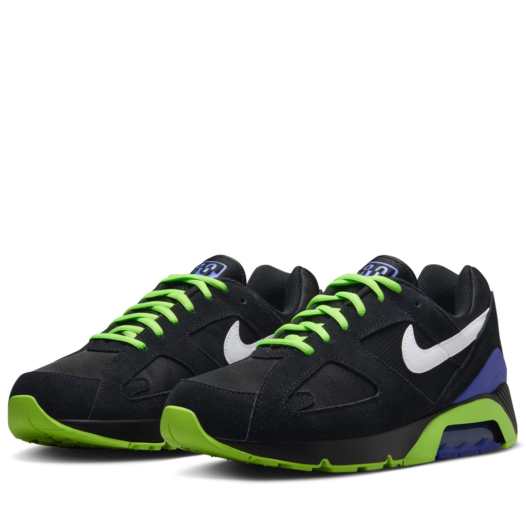Nike Air 180 QS Men's Running Shoes - Black/Action Green - Lightweight Cushioned Sneakers for Jogging, Gym & Casual Wear