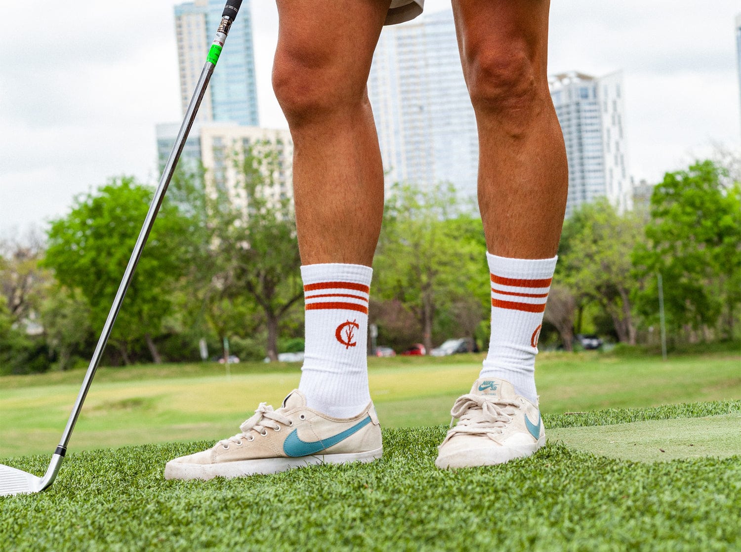 Breathable Tubular Socks for Men & Women - Soft Grassy C Cotton Blend in Burnt Orange - Perfect for Running, Hiking & Everyday Comfort