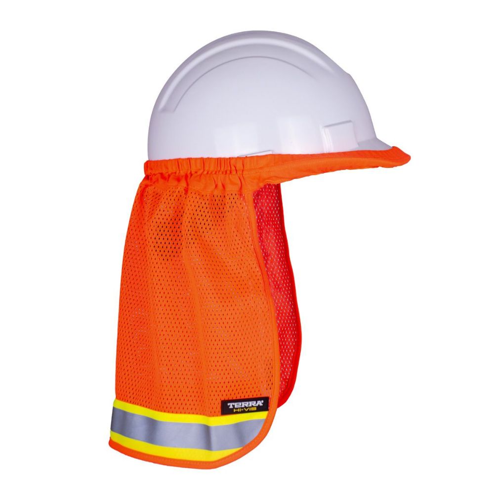 Terra Hi Vis Sun Shade for Hard Hat 116623OR Orange - High Visibility Safety Sun Protection for Construction Workers & Outdoor Labor