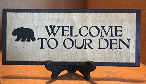 DEN Bear Lodge Shelf Sitter Decor - Rustic Country Kitchen Wooden Sign 4x12 Inches - Perfect for Cabin, Farmhouse, or Lodge Home Decor - Wall Art for Living Room, Kitchen & Entryway