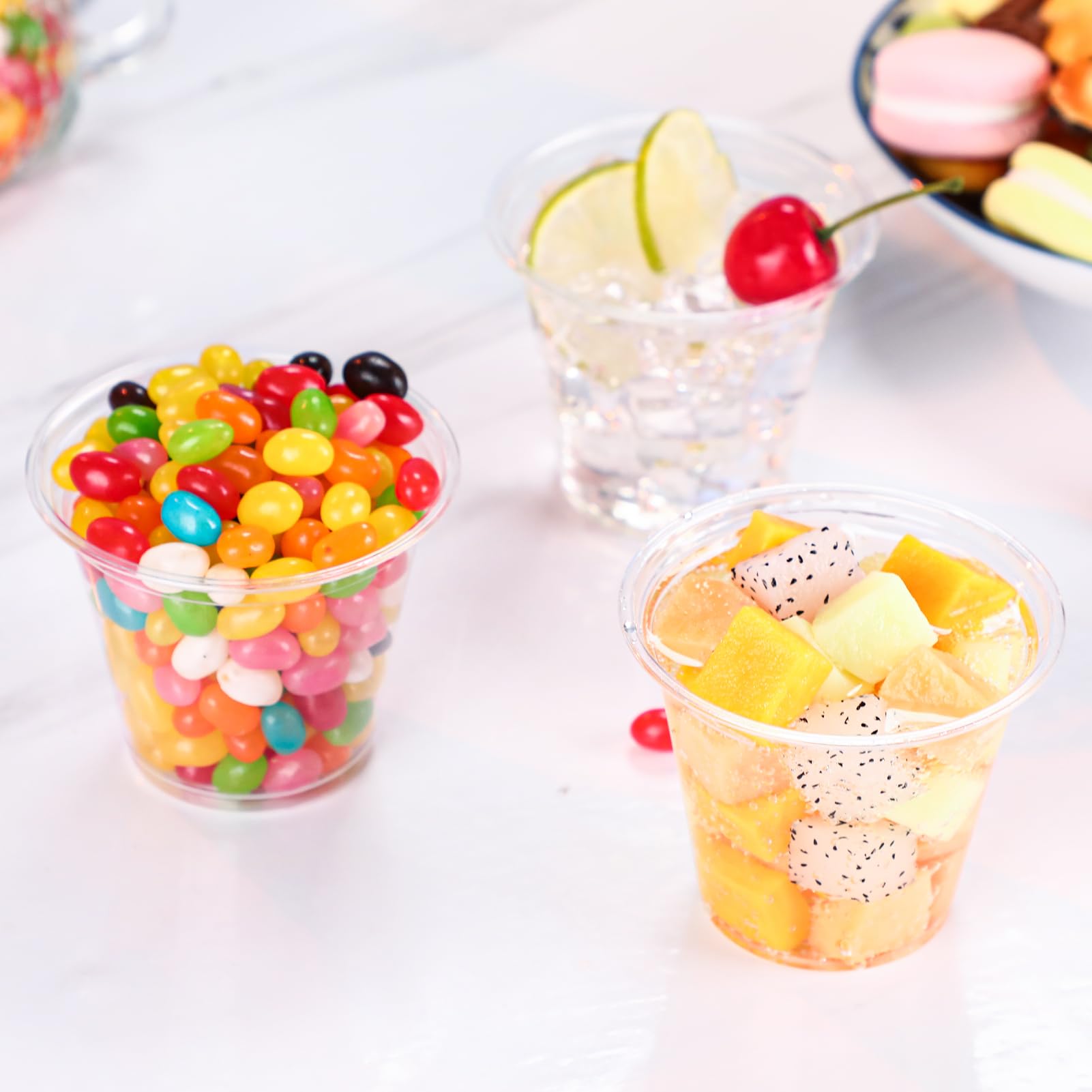 100 Pack 9 oz Clear Plastic Cups with Dome Lids - Disposable & Reusable Dessert Cups for Ice Cream, Cake, Snacks, Fruit, Cold Drinks - Perfect for Parties, Catering, Restaurants & Home Use