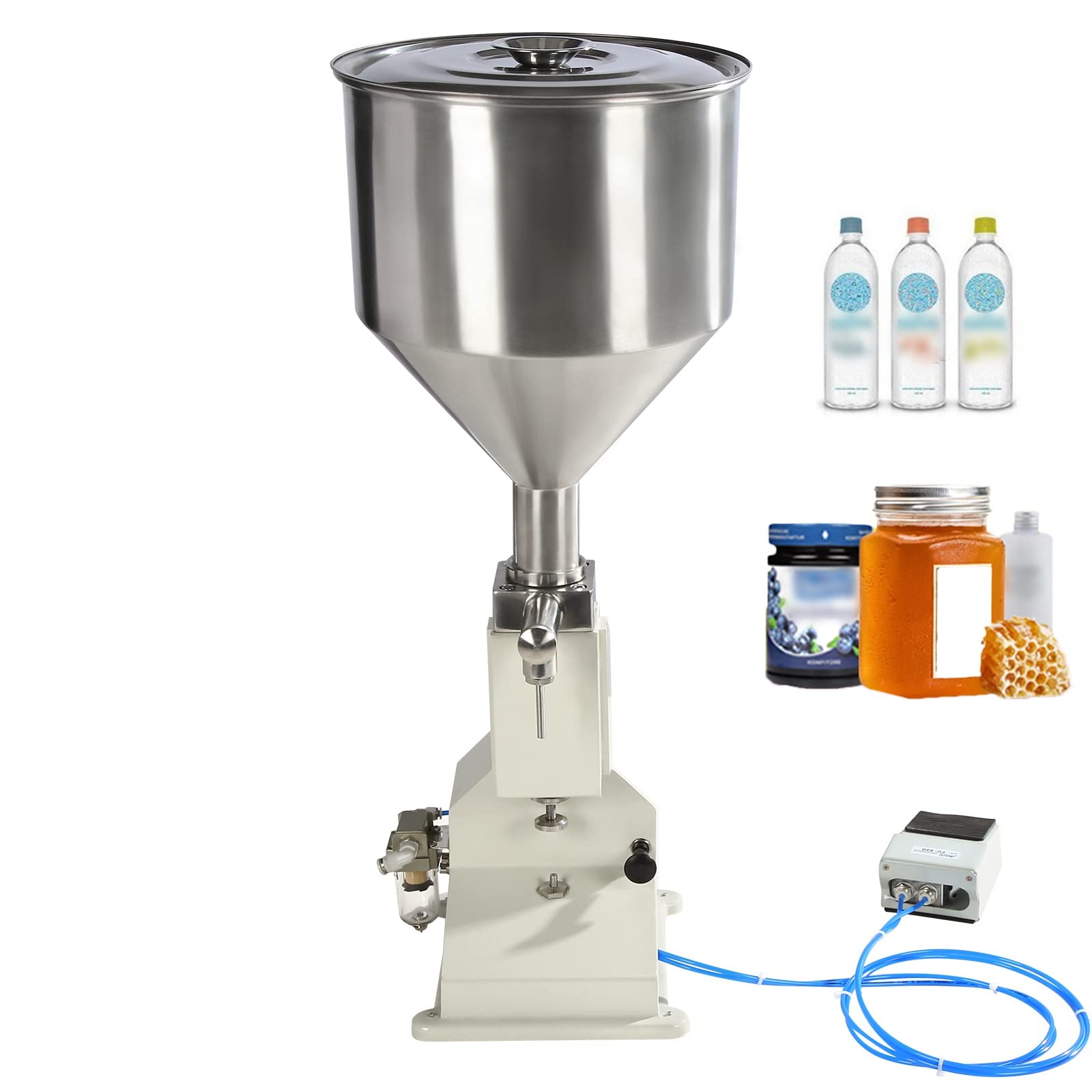 LOYALHEARTDY Pneumatic Paste & Liquid Filling Machine - 5-50ml Bottle Filler for Cosmetics, Food, Pharmaceuticals | A02 Model for Small Business & DIY Projects