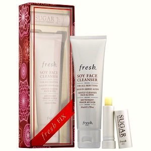 Fresh Fix Soy Face Cleanser & Sugar Advanced Therapy Lip Treatment Set - Vegan Skincare Duo for Dry Skin | Morning & Night Routine, Travel Essentials