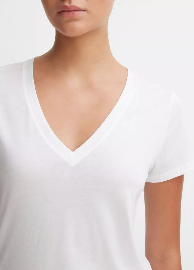 Premium Pima Cotton V-Neck T-Shirt for Men - Soft, Breathable & Comfortable - Optic White - Perfect for Casual Wear, Work & Everyday Outfits