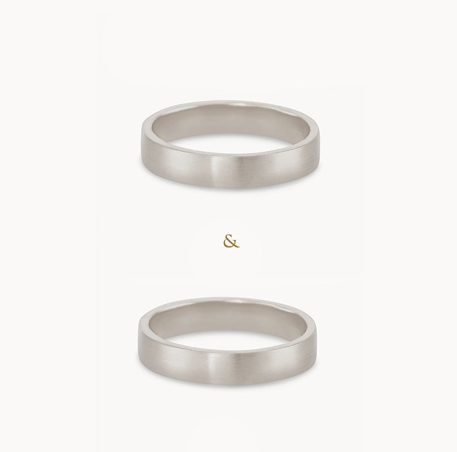 Infinity Love Wedding Band Set of 2 - 14K White Gold Brushed Finish Rings for Couples - Perfect for Anniversaries, Engagements & Romantic Gifts