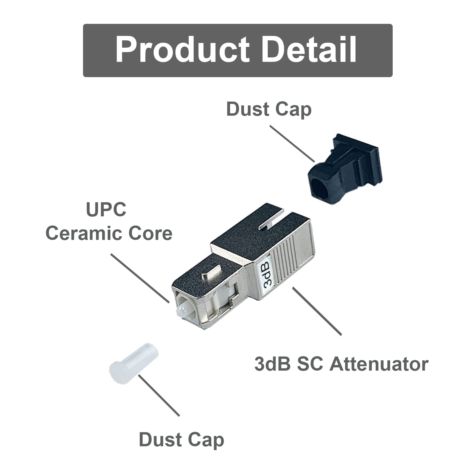 5Pcs SC-UPC Fiber Optic Attenuator 3dB - Signal Converter for Network Setup