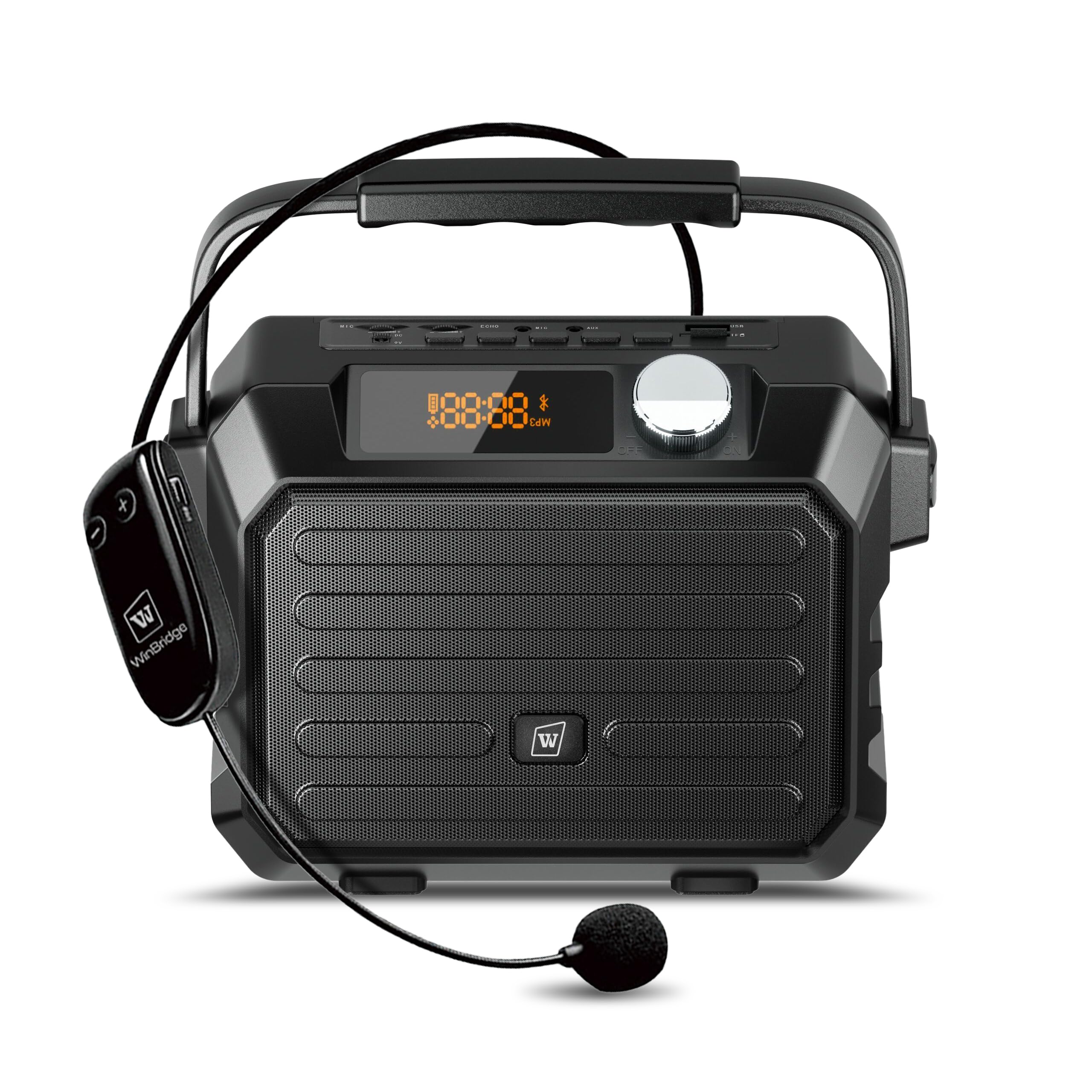 WinBridge 30W Wireless Voice Amplifier with UHF Headset Mic & Bluetooth - Portable PA System for Teachers, Fitness Instructors, Public Speaking | Classroom, Outdoor Events, Presentations, Recording | TWS, FM, H5 Compatible
