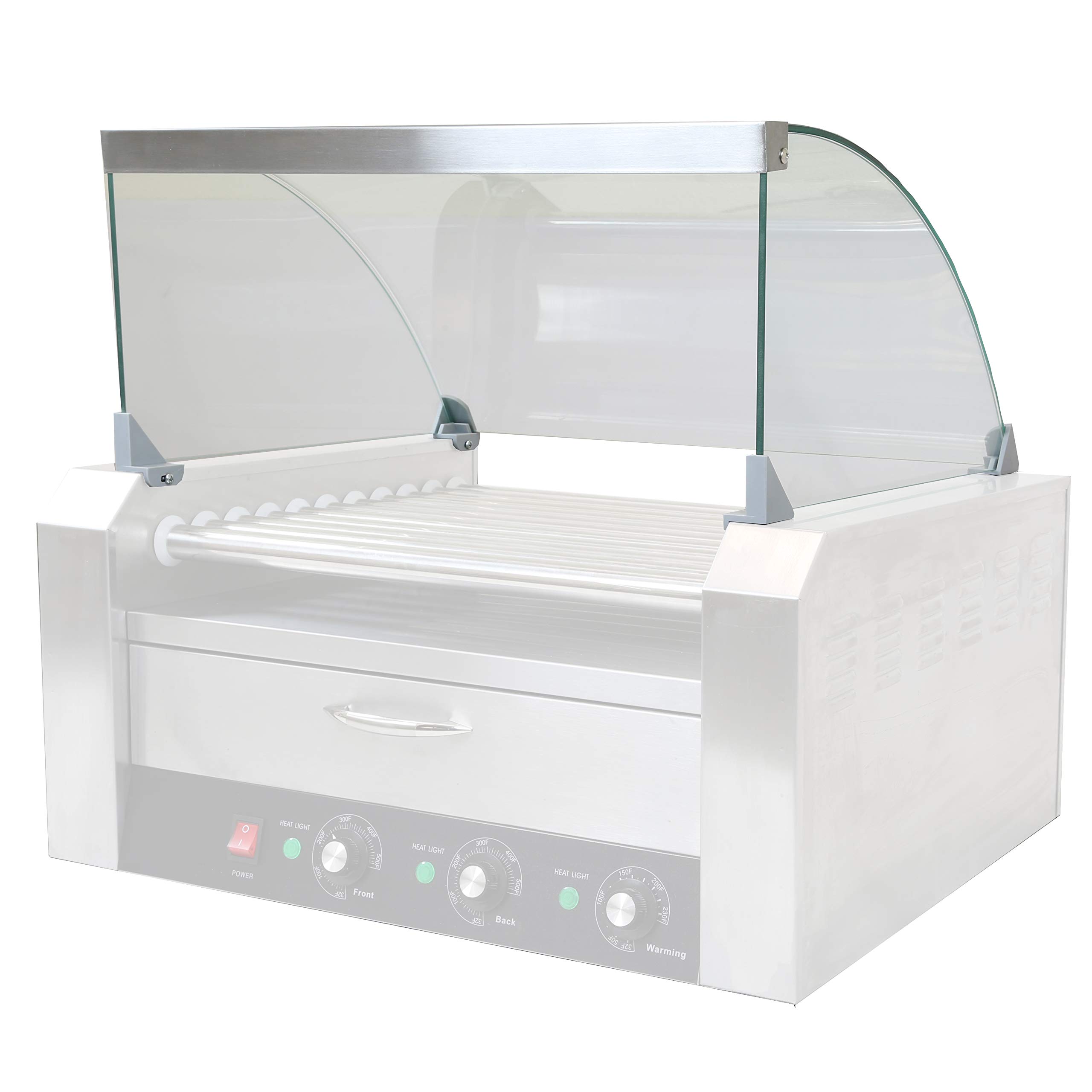 Commercial Hot Dog Roller Sneeze Guard - Clear Sanitary Cover for 11-Roller Machines (Hot Dog Roller Not Included) - Perfect for Food Trucks, Convenience Stores & Hot Dog Stands