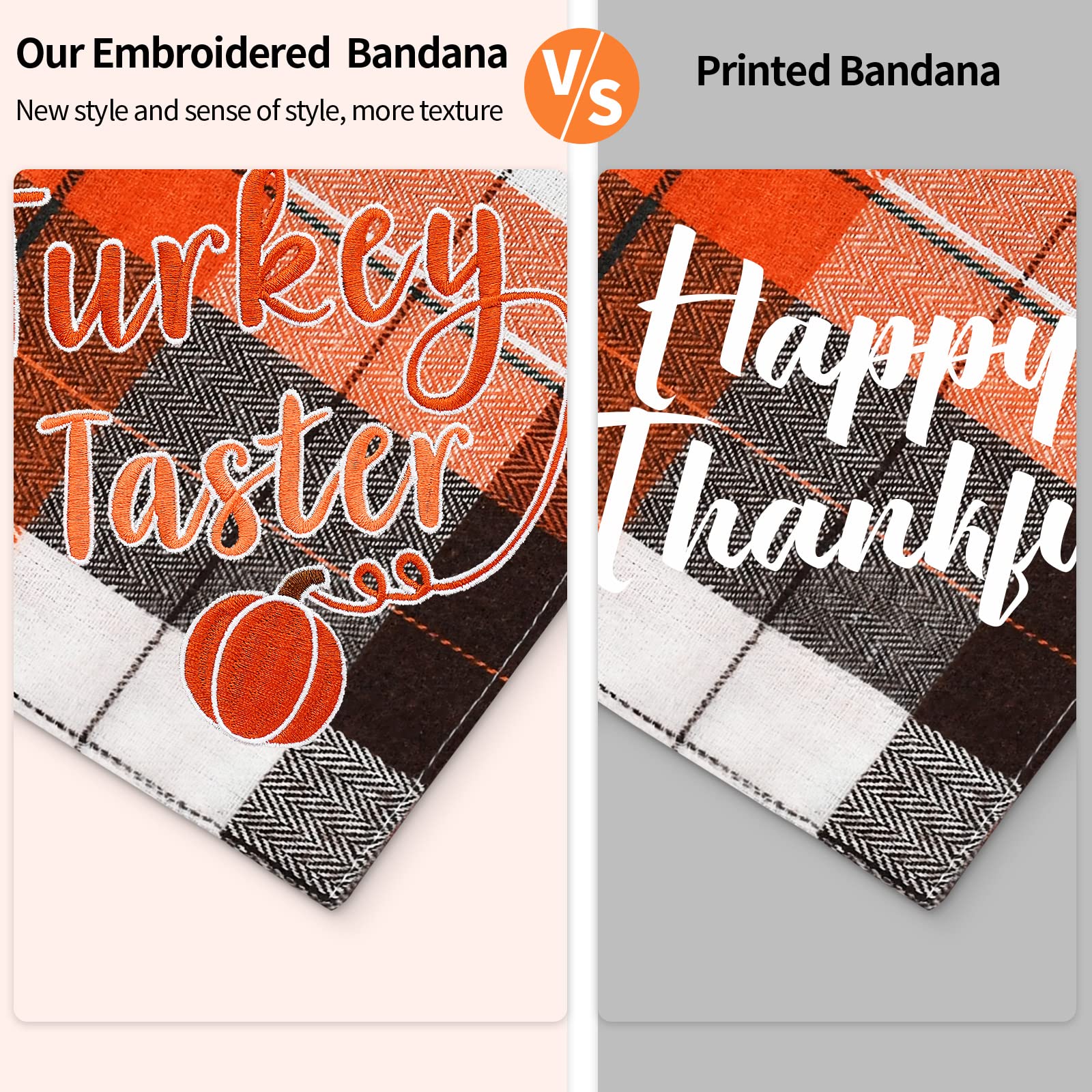 Malier Holiday Dog Bandana - Halloween Thanksgiving Plaid Pet Scarf with Embroidery, Triangle Bib Kerchief for Small Medium Large Dogs & Cats (Large, Style 4) - Perfect for Seasonal Pet Photos & Holiday Parties
