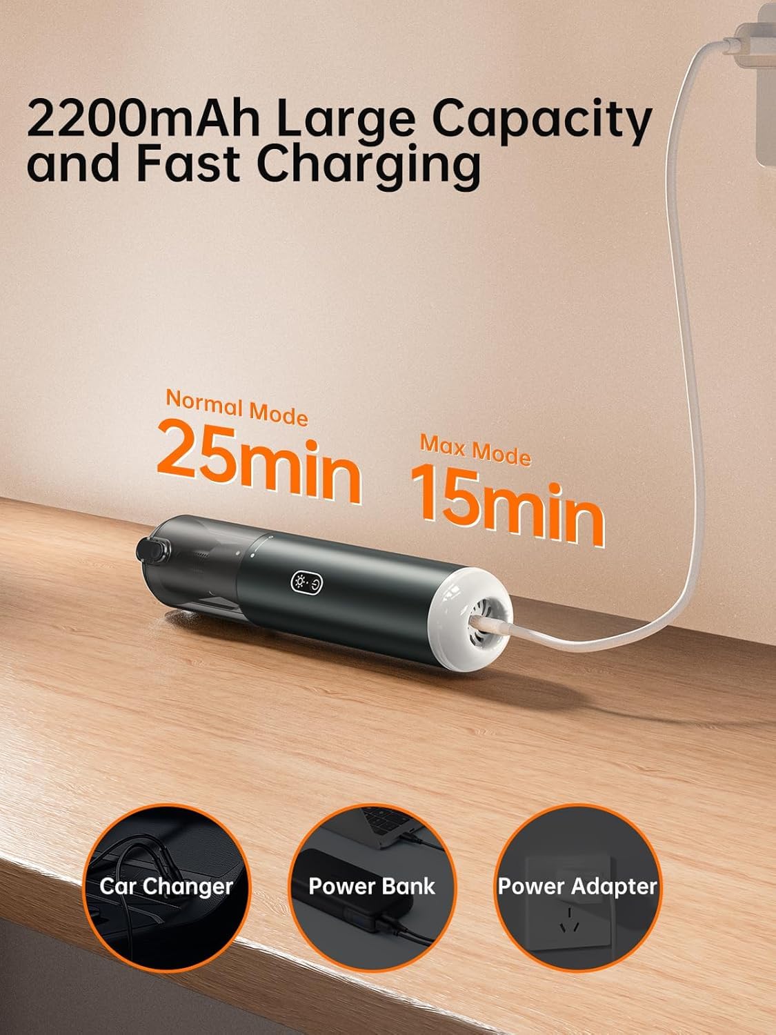 **Ruwa Cordless Handheld Vacuum Cleaner - 14000PA High Power, 2-Speed Rechargeable Mini Vacuum for Car, Home & Pet Hair, 300ml Dust Cup (Pewter Grey) - Perfect for Quick Car Cleaning, Pet Hair Removal & Home Dusting**