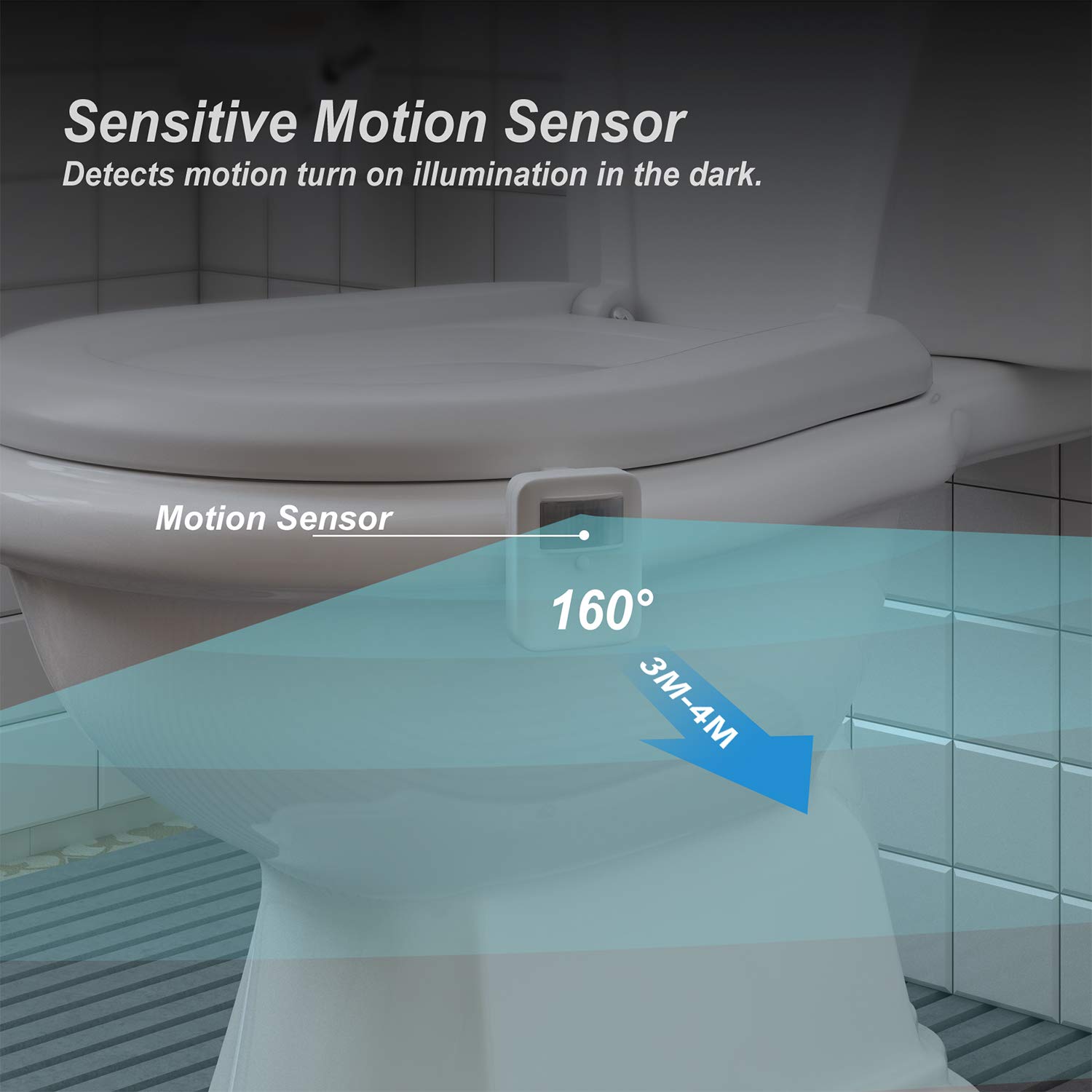 Chunace Rechargeable Motion Sensor LED Toilet Night Light - Auto On/Off Bathroom Nightlight for Kids & Adults, Waterproof Toilet Bowl Light for Safe Night Use, Perfect Gift & Home Decor Accessory (Ideal for Bedrooms, Hallways & Baby Nurseries)