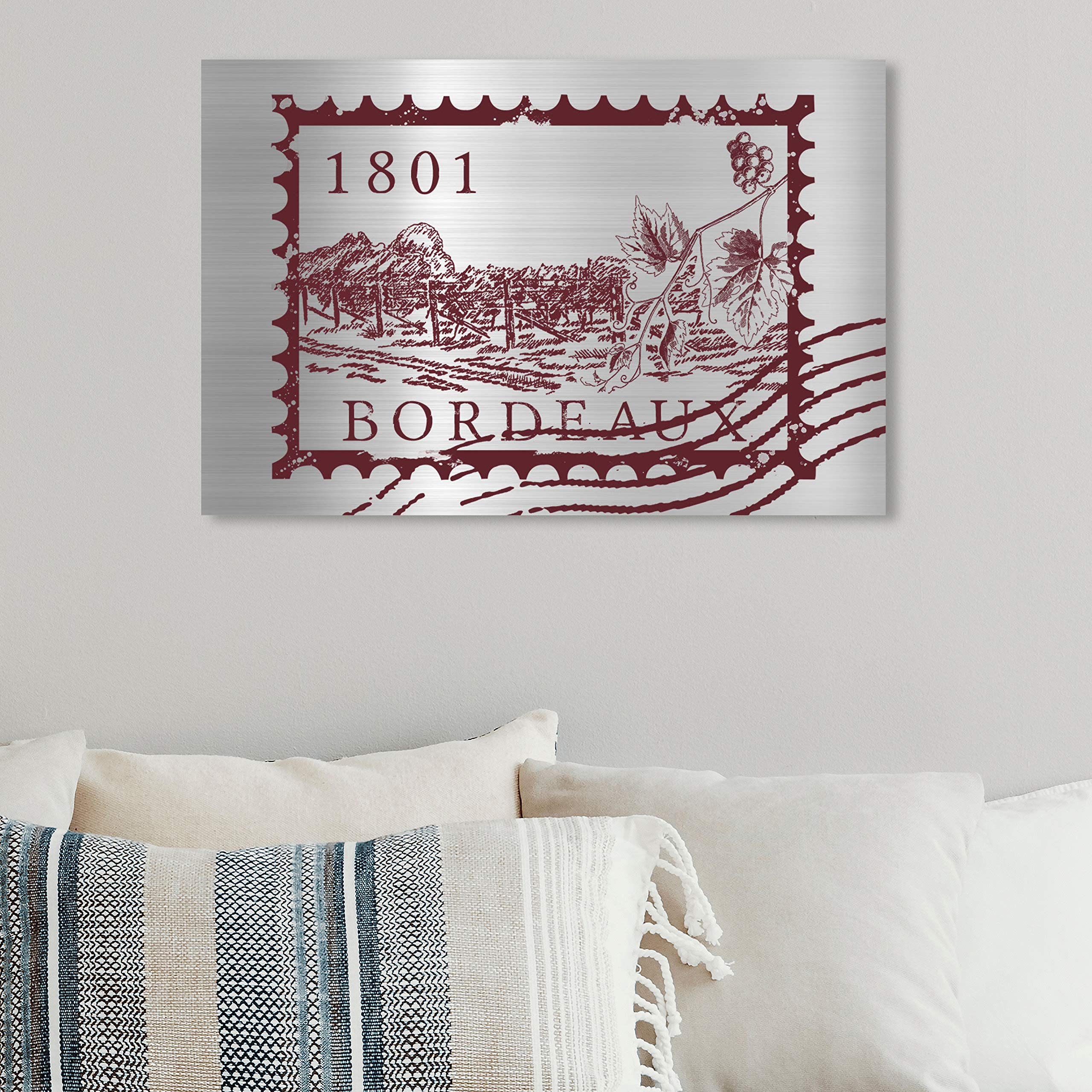 Oliver Gal Artist Co. 'Bordeaux Mail' Advertising Wall Art Canvas Print - 15x10 Inches, Red & Gray Home Decor - Perfect for Living Room, Office & Bedroom Wall Decoration